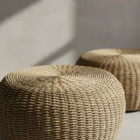 Juego X 2 Unidades Puf 65 Cm Fibra Nartural  Banco-mesa-zen Marrón