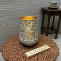 Fanal Hindu Porta Vela Metal Importado India Colgante O Pie Blanco Patinado