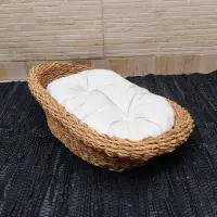 Puf 40cm Natural Con Almohadon Ideal Para Mascota Deco Fiaca Marrón Claro