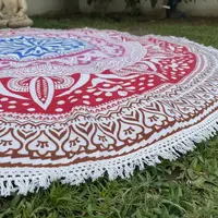 Manta Circular Hindú 2 Metros  Mandala De India Flor De Loto