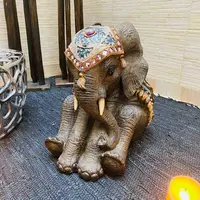 Elefante Abundancia Artesanal Grande 55 Cm Importado Resina Gris Oscuro