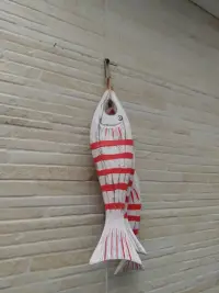Movil Decorativo Tira Pez Artesanl Colgante Madera Indonesia