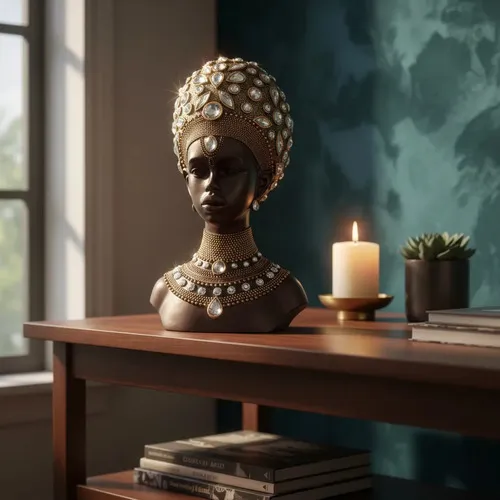 Cara Africana Estatua Decoración Interior/exterior En Resina Marrón Oscuro