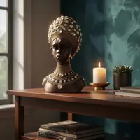 Cara Africana Estatua Decoración Interior/exterior En Resina Marrón Oscuro