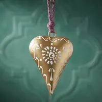 Movil Corazones Tira Metal Pintado Deco De India Artesanal Dorado Oscuro