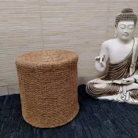 Puff Cilindro 40 Cm De Fibra Natural Estilo Nórdico Mesa 