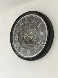 Reloj Importado De Pared 76 Cm Con Engranajes Pushkar Negro Óxido