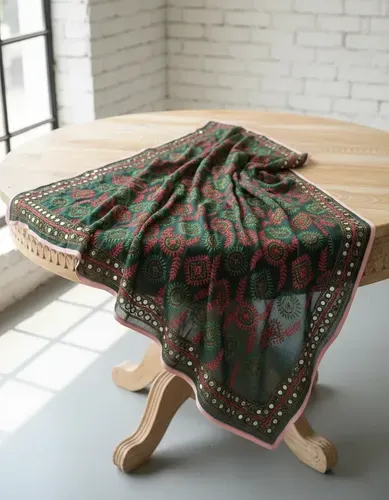 Dupatta Gasa Bordada A Mano De India. 2.20 X 0,90 Mts Hindu