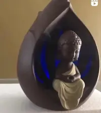 Cascada Humo Porta Conos  Niño Buda  17 Cm Con Led Importado