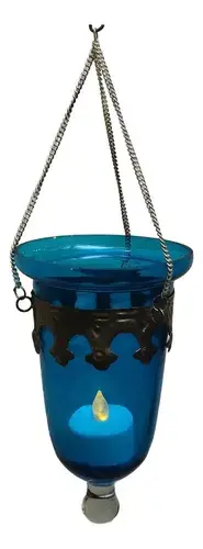 Fanal Hindu Colgante Porta Vela Vidrio Importado 30x10 Cm