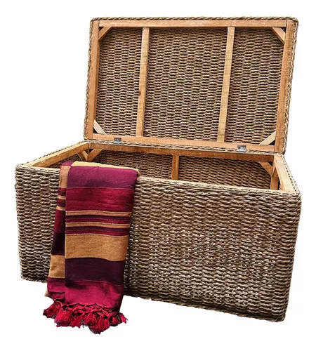 Puf Baul Asiento Pie De Cama Organizador D Fibras Naturales