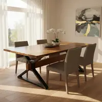 Mesa Comedor Madera Con Hierro Living Country Pushkar Tienda Marrón Negro