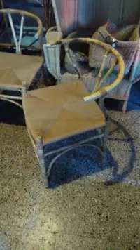 Sillón Artesanal Fibra Natural Y Caña Apto Galería Silla  Natural / Madera Clara Tejido Trenzado
