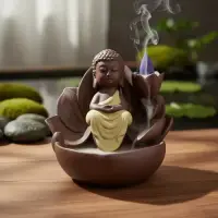 Cascada Humo Niño Buda 13 Cm + 10 Conos De Regalo  Importada