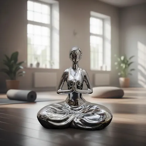 Figura Yoga Decorativa 20 Cm Estatuilla Posiciones D Oriente Plateado