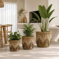 Set X3 Porta Maceta De Seagrass Maceteros Pushkar Tienda Marrón Claro