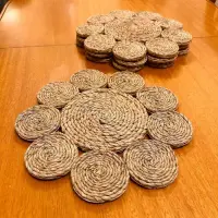 Individual D Indonesia Fibra Natural Plato Sitio Apoyafuente Marrón Claro Liso