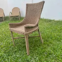 Silla Tejida En Fibra Natural Y Caña Sillon Artesanal Kraft Marrón Claro
