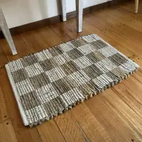 Alfombra Importada De India 100% Artesanal Tejida En Yute 90 Cm 60 Cm Beige