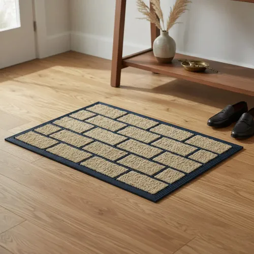 Tapete Alfombra 40 X 60 Cm Felpudo India Fibra Coco Y G Eva 60 Cm 40 Cm Negro