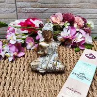 Estatua Buda Original Pushkar 13 Cm Resina Religión Dorado Oscuro