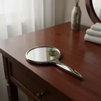 Espejo De Mano De Maquillaje Mándala Diseño Pushkar Plateado