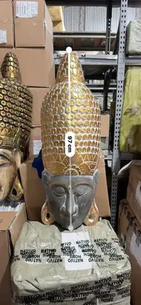 Mascara Buda De Indonesia Cuadro Artesanal Madera Gigante Dorado Oscuro