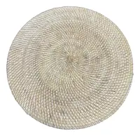 Plato De Sitio Fibra Natural 35 Cm Individual Importado Zen Marrón Claro