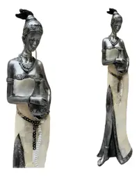 Imagen Africana 42 Cm Estatuilla Artesanal Resina Oriente Negro