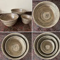Set X 3 Unidades Bowl Bamboo Importado Bandejas Apilables Marrón