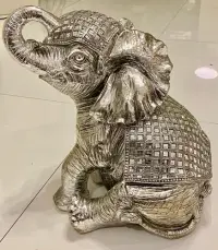 Elefante Abundancia Deco Importado Incrustacion Fantasías  Plateado