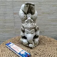 Estatua De Resina Ganesha Yoga Apto Exterior Ideal Jardin Blanco