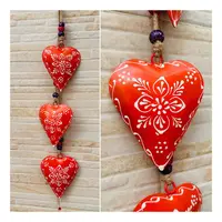 Tira 3 Corazones Importados India Metal Pintado Moviles Deco