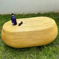 Mesa Importada De Resina Símil Ratán Apto Exterior 120 Cm  Marrón Claro