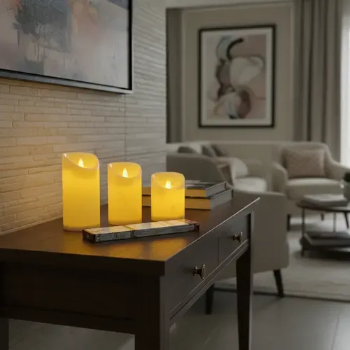 Juego 3 Velas Led C Movimiento Importadas De 11-9-7cm A Pila