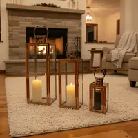 Set X 3 Fanales Acero 50 Cm Importados Faroles Decorativos  Cobre