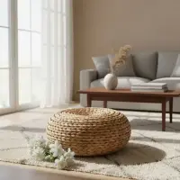 Puf Artesanal De Yoga Fibra Natural Indonesia Pushkar Tienda Beige
