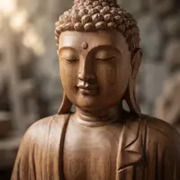 Escultura Estatua Buda 50cm Meditando Madera Albasia Indones Marrón