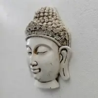 Cara De Buda Colgante Resina Apto Exterior Deco Importado Blanco