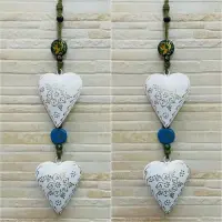 Movil Hindu De 2 Corazones Tira Metal Pintado Deco De India