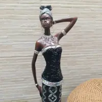 Estatuilla Africana Imagen Importada Oriente 68 Cm Fantasias Negro