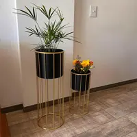 Set X2 Porta Maceta Individual De Metal Oriente Importado Negro