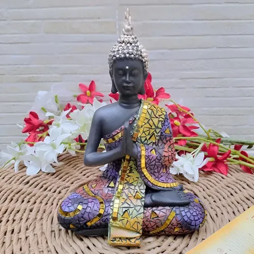Imagen Estatuilla Buda Resina Manto Con Fantasia Importado
