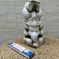 Estatua De Resina Ganesha Yoga Apto Exterior Ideal Jardin Blanco