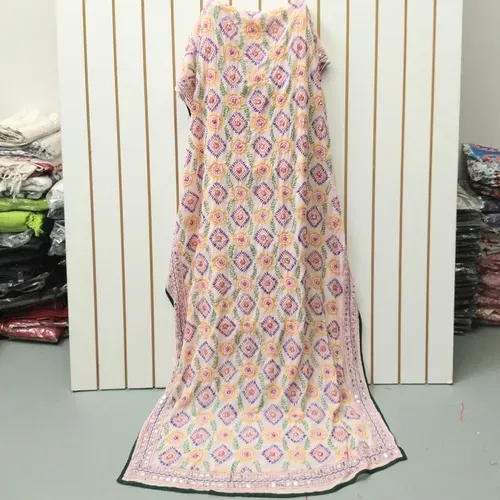 Dupatta Gasa Bordada A Mano De India. 2.20 X 0,90 Mts Hindu