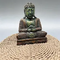 Buda En Madera Teca  Mudra Vitarka  Traido De Indonesia 25cm Verde Oscuro