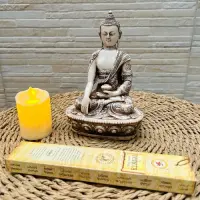 Estatuillas Buda Resina 19 Cm En 3 Colores Importado India  Blanco