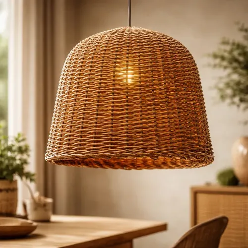 Lampara Artesanal 40cm Techo En Mimbre Import Indonesia Marrón
