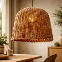 Lampara Artesanal 40cm Techo En Mimbre Import Indonesia Marrón