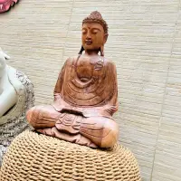 Escultura Estatua Buda 50cm Meditando Madera Albasia Indones Marrón